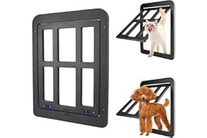 DuzLink Haustierklappe, Hundeklappe Katzenklappe Fliegengittertür mit Magnetverschluss, Haustiertüre mit Sperren Insektenschutztür für kleine Hunde Katzen, Schwarz 31.5 x 25 cm