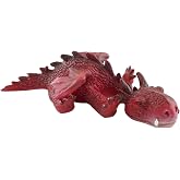 Top Collection Minyat&uuml;r Peri Bah&ccedil;esi ve Teraryum Uyuyan Mini Ejderha Heykeli, Kırmızı
