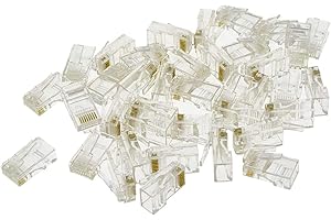 Uotyle RJ45 Connectors Cat5E Cat5 Connectors Network Cable Crimp Modular Connector RJ45 Ends Ethernet Network Cable Crimp Connectors 8P8C Crystal 50 Pcs