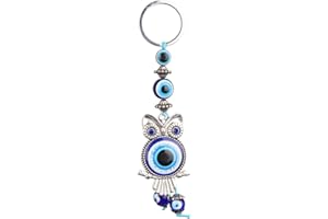 TYENAZA Blue Evil Eye Gufo Portachiavi Portachiavi Complementi Arredo Casa Turco Vetro Amuleto Pendente di Fascino Regalo di Benedizione per Il Regalo di Benedizione di Compleanno