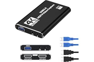 Balabaxer 4K audio video capture card,USB3.0 with HDMI Cable,full HD 1080p capture device for video editing, game recording, online teaching(Black)