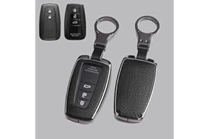 HIBEYO Etui na kluczyki samochodowe Toyota Cover skórzane etui ochronne z breloczkiem do kluczy etui do Toyota Corolla RAV4 CH-R Prius Yaris pęk kluczy pilot zdalnego sterowania pudełko na klucze czarne