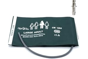 SKMEDITEC Bracciale Pressione Sanguigna Connettore BP12 Per Adulti Di Corporatura Robusta, Bracciale BP in Nylon Riutilizzabile A Tubo Singolo Da 33-47 cm Per Misuratore Di Pressione