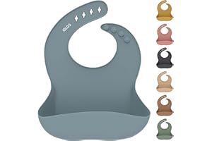 OLGS Silikon Lätzchen Baby Fütterlätzchen Babylätzchen mit Auffangschale | Silikonlätzchen für Jungen und Mädchen | BPA-Frei & Wasserdicht, Abwaschbar Ether | Ergonomisch Babylatz Latz für Kleinkinder