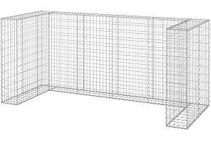 vidaXL Gabionmur för soptunnor galvaniserat stål 254x100x110 cm, gabionvägg soptunna, gabion, gabionväggar soptunna, gabioner
