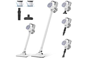 VersLife S6PRO Aspirateur Balai sans Fil, Aspirateur sans Fil Puissant 30Kpa avec 30 Min d'Autonomie, 4 en 1 Aspirateur Balai sans Sac, pour Les Poils d’Animaux, Tapis, Sols (Blanc)