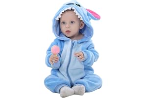 SONARIN Pagliaccetto unisex con Cappuccio Resistant Fleece Footed Pajamas Tutina Fumetto Outfits,Bimbo 0-24