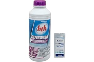 HEXAGON PISCINE ET SPA HTH FILTERWASH Flüssigkeit, getönt, 1 l | Reiniger Filter und Elektrolysezelle + 10 HPS-Tests gratis 6 in 1