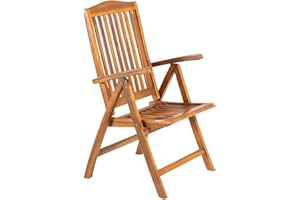 Edenjardi Sillón para terraza reclinable y Plegable, Madera Teca Grado A, Medidas 62x70x107 cm, Tratamiento al Agua aplicado, sillas de teka para Comedor, Silla de terraza