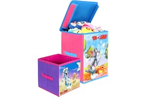PrettyKrafts Tom and Jerry Kid's Fabric Toys Organizer (Purple, Big and Small) Set of 2 Pieces
