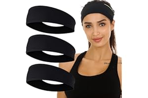 EasYoung Headbands for Women, Women's Yoga Headbands, 3-Pack Sweat Wicking Headbands, Sports Cooling Hair Band for Running Fitness, Elastic Non Slip