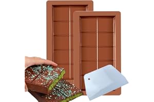 HOJKOUD Molde Chocolate, Molde Turron, 2 Piezas Moldes de Silicona para Chocolate con 1 Raspador. (2 Piezas)
