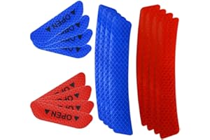 Senven Pegatinas de Advertencia Reflectantes de Puerta avanzadas Adhesivos Anti colisión de Puerta, Cejas Rueda Coche Adhesivos Reflectantes Impermeables universales, Rojo y Azul -16 Piezas