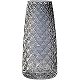 Zunbo Jarrón para Flores de Cristal, Altura 22 cm, jarrón Decorativo Moderno Semitransparente, Gris, jarrón de decoración par