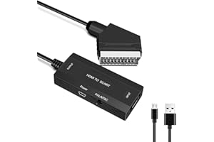 YUXUE HDMI to SCART Converter with HDMI Cable, 1080P HD Converter Adapter, HDMI Input SCART Output Video Audio Converter with NTSC / PAL (Video+Audio Supported Over Scart)