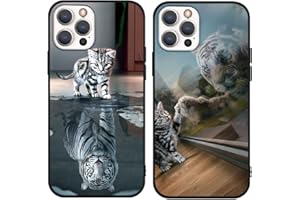 Pnakqil 2 Piezas Funda para Xiaomi Redmi Note 9S (4G)/9 Pro 6,67", Carcasa Protectora de con Dibujos Suave Silicona contra Caídas Caso Delgada Anti-Choque Negro Case para Redmi 9 Pro, Gato/Tigre