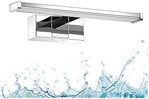 LVWIT Lámpara Espejo de Baño, 6W 480LM Luz Blanco Neutro 4000K, Acero inoxidable IP44, Abrazadera en el Espejo/Gabinete/Pared 300mm, Equivalente a 41W.