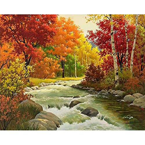 Mumustar 5D Diamond Painting Kits Full Drill Rhinestone Pasted Embroidery Kits Natural Scenery Spring Summer Autumn Winter Pattern DIY Art Mural Home Livingroom Bedroom Canvas Wall Decor (Autumn)