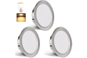‎YINDALUX YindaLux 3er Set LED Einbaustrahler 230V Dimmbar 3W 3000K Warmweiß, LED Spot Ultra Flach 300LM Bohrloch 55-58mm und 15mm Flache, IP44 Möbeleinbauleuchte Einbauspots für Spiegelschrank, Nickel