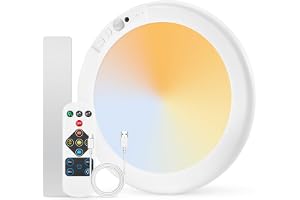 Combuh Uppladdningsbar Sladdlös Taklampa LED, Rörelsesensor USB Batteridriven Badrumslampa, 20cm Dimmbar Garderobslampa med Timer Fjärrkontroll, 3000K-6000K för Garage Hall Trappa Entré, Rund