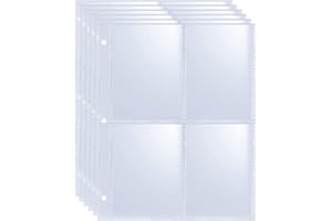 WITHYU 50 sztuk 400 kieszeni rękawów na karty kolekcjonerskie 6,3 x 8,9 cm, dwustronne 4 kieszenie 15,5 x 19 cm ochraniacze stron, ultra przezroczyste arkusze kart do gier do segregatora A5 Mini