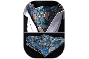 HISDERN Cravat dla mężczyzn paisley kwiatowe krawaty chusteczka żakardowe wesele Ascot krawat i kieszeń kwadratowy zestaw