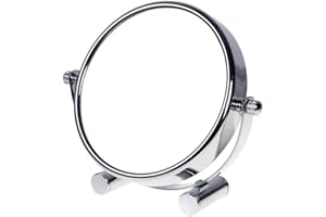 TUKA-I-AKUT TUKA Specchio Cosmetico 10X Ingranditori, ø15,3 cm Doppia Faccia Specchi da Trucco Specchio da Tavolo cromato, 6" Specchio borsa per casa o viaggio, Specchio Bagno per Trucco e Rasatura, TKD3142-10x