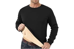 COUAWATICY Men's Sweatshirts Warm Fleece Jumpers Sherpa Lined Pullover Sweater Classic Cotton Winter Sweatshirt