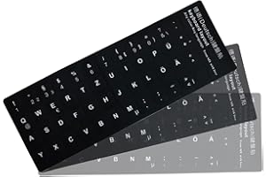 GHEART Tastatur-Aufkleber, deutsche Tastaturaufkleber, deutsche Ersatzaufkleber mit weißen Buchstaben, passend für jede Standard-Tastatur, Laptop-Tastatur, Apple-Tastatur, 6 Stück