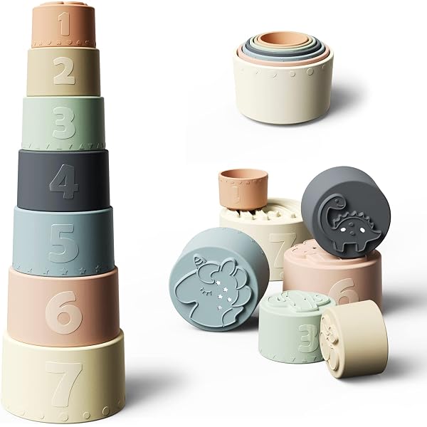 Speed Monkey Roly Poly Stacker Holzspielzeug - Stapelbare Ringe In Bunten Farben, FSC-zertifiziert & Ungiftig - Lernspielzeug Für Babys Ab 6 Monaten