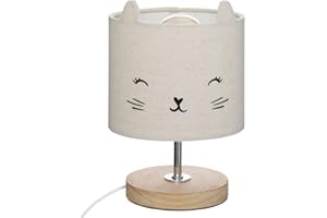ATMOSPHERA CREATEUR D'INTERIEUR Atmosphera - Lampe enfant Chat - coton et bois H21 cm