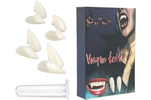 KAISHUAI Kit di Zanne di Vampiro 4 Formati Zanne Personalizzate Denti da Vampiro Finte Protesi con 1 Tubo Adesivo per Pellet di Denti per Cosplay Party Puntelli di Halloween Zanne della