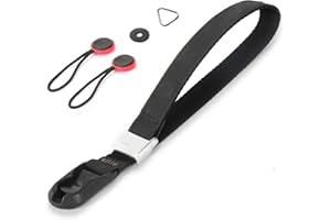 Lottsall Kamera Handschlaufe, Kameragurt Schnellverschluss Design für Digitalkamera/Sony/Nikon/Fuji/Canon, Magnetischer Kameragurt mit 2x Austauschbaren Ersatzsteckern, Rindsleder schwarz