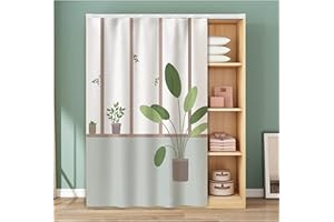 Liveinu Tropical Leaves Cabinet Curtains for Kitchen, Wardrobe, Bathroom, Dustproof Curtain for Shelves, Wall Panels, Hanging Door, Japanese Noren, Velcro Tape, Self-Adhesive, 100 x 180 cm, Style 14