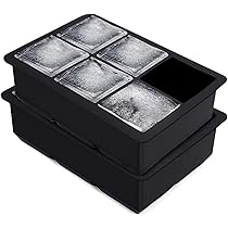 Stampo Per Cubetti Di Ghiaccio, In Silicone, 6 Scomparti, Per Cubetti Di Ghiaccio, Per Cubetti Di Ghiaccio, Per Cocktail, Whisky, Vino, Frutta, Puree, Gelato, Tè Freddo, Nero