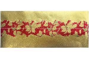 Anniversary House Pack of 1 Traditional Christmas Cake Frill, Gold Foil with Red/Gold Holly Centre Trim, Decorative Ribbon Trim for Cakes, Nostalgic Cake Decoration, Cake Decorations for Xmas