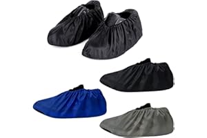 TIANNAIT 3 Paar wiederverwendbare Überschuhe, verdickte wasserdichte und rutschfeste Überschuhe aus Stoff, geeignet für die meisten Männer und Frauen (schwarz/blau/grau)