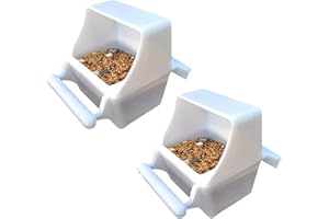 COPBOPWN 2PCS Vogelkäfig Futterhaus Vogelfutterkäfige für Sittiche Weißer Saatgut-Futterbehälter Plastik-Vogelfutterschüssel Vogel Wasserspender Tasse No Mess Bird Feeder für Papageien Nymphensittich