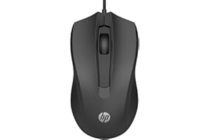 HP 100 Mouse Cablato, Sensore Preciso fino a 1600 DPI, 3 Pulsanti, Rotellina di Scorrimento, Cavo USB-A da 1.5 m, Design con Profilo Ergonomico, Ambidestro, Nero