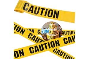 ZAWTR Yellow Caution Tape, Hazard Warning Tape Non Adhesive Police Tape Roll Crime Scene Black and Yellow Barricade Ribbon Tape, Safety Barrier Tape Halloween Caution Tape Party Construction Danger Tape-20M