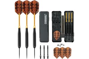 CUESOUL 20/23/26 Grammes Rev¨ºtement Noir Barils en Laiton Pointe en Acier FL¨¦chettes avec 2 Jeux Diff¨¦rents Dart Flights