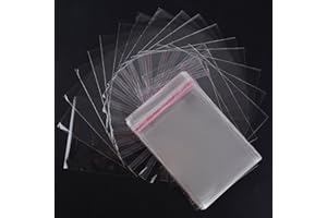 FLOFIA 200pz Bustine Trasparenti per Confetti 10*15cm Sacchettini Plastica Sacchetti Piccoli Autoadesivi Portaconfetti con Striscia Adesiva per Regalo Caramella Biscotti Gioielli Alimentari Bomboniere