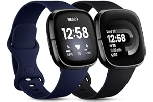 CeMiKa 2 Pacchi Compatibile con Fitbit Versa 4/Versa 3 Cinturino/Fitbit Sense/Sense 2 Cinturino, Morbido Sportivo di Ricambio Cinturini Compatibile con Fitbit Versa 4/Versa 3/Sense, Piccolo Grande