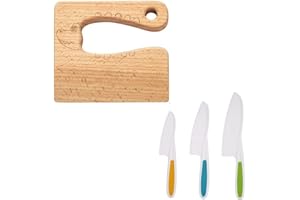 Guyode 4 Pièces Couteau Enfants, Cuisine Enfant Couteau Cuisine, Jouet Enfant 2 Ans Ustensiles de Cuisines, Mignon Chef Club Kids pour Couper et Cuire des Fruits Des Légumes (Jaune/Vert/Bleu)