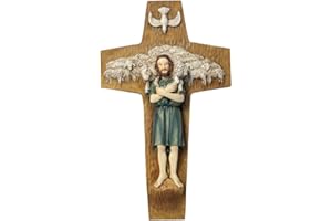 St Joseph's Catholic Giftshop on Amazon Pope Francis Cross. Christ as the Good Shepherd Cross. Hand painted resin 14 cms cross.