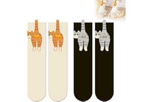 Evadollina Skarpety dla kota, 2 pary zabawnych skarpet, 3D, 34-43, dla mężczyzn i kobiet, prezenty na Halloween, prezenty świąteczne