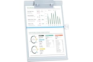 powerking Grey Desktop Document Holder with 7 Adjustable Positions for Typing Speech Reading A4 Letter Music Book Tablet Office, 35.3cm x 20.8cm