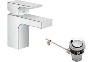 hansgrohe Vernis Shape Mitigeur de lavabo 70 avec tirette et vidage métallique, chromé, 71566000