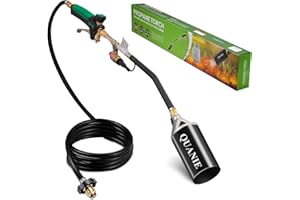 QUANIE Propane Torch Burner Weed Torch High Output with 10FT Hose,Heavy Duty Blow Torch with Flame Control and Turbo Trigger Push Button Igniter,Flamethrower for Garden Wood Ice Snow Road(Black)