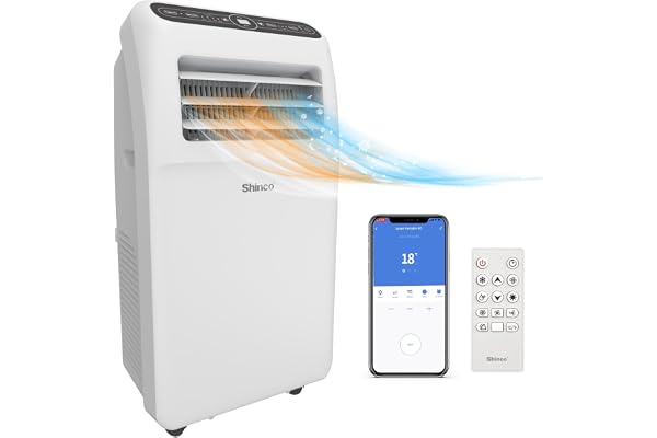 SHINCO Climatiseur Mobile Wifi 12000 BTU/h, Eco R290, 3,5 kW, 4 en 1 Refroidissement, Chauffage, ventilateur, Déshumidificateur, Blanc SPF3-12H-W